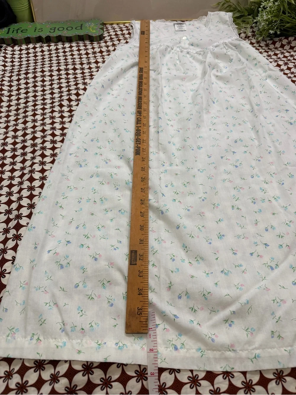Vintage White Floral Nightgown Dress